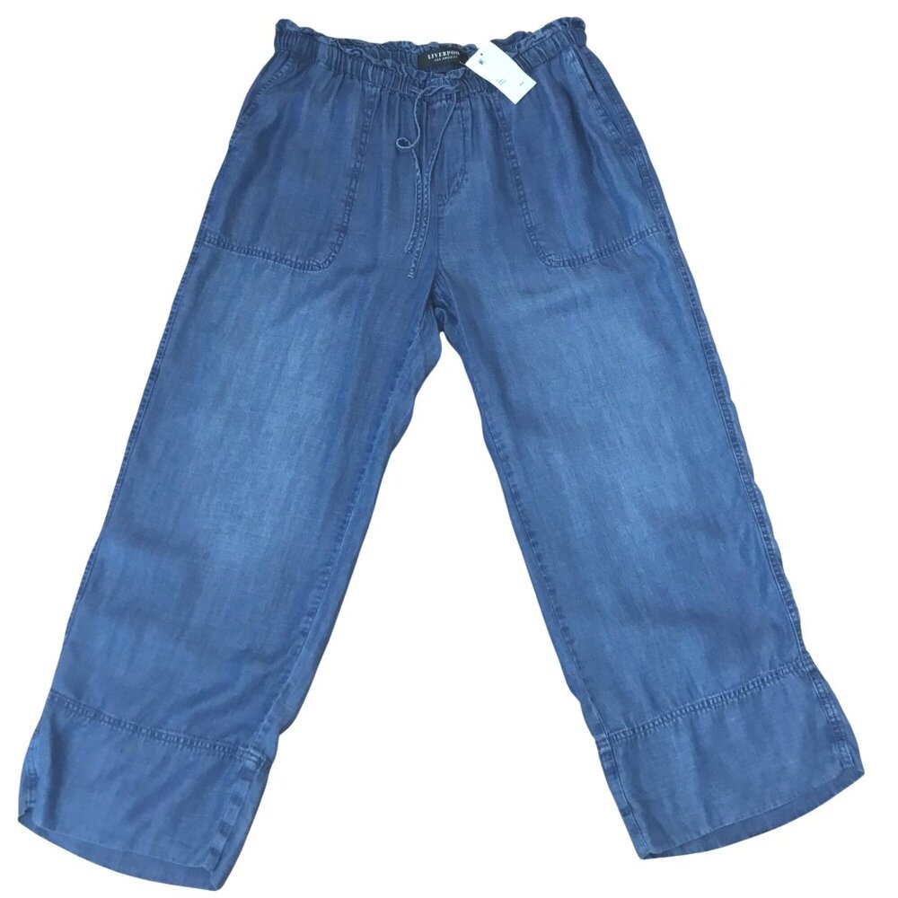 LIVERPOOL LOS ANGELES Lyocell Pull On Cobalt Blue Elastic Waist L Travel Pant